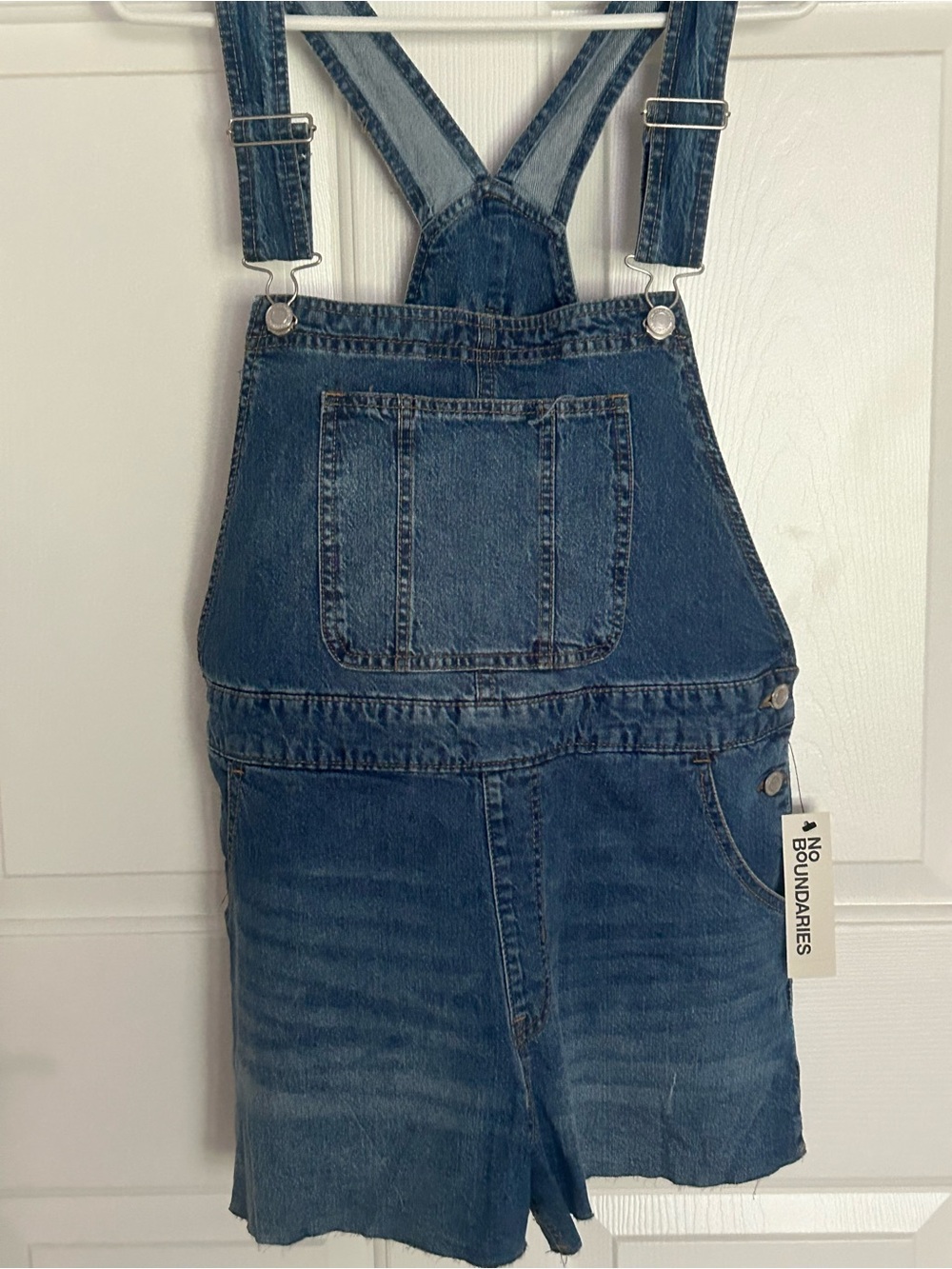 Womens Denim Short Overalls - Blue